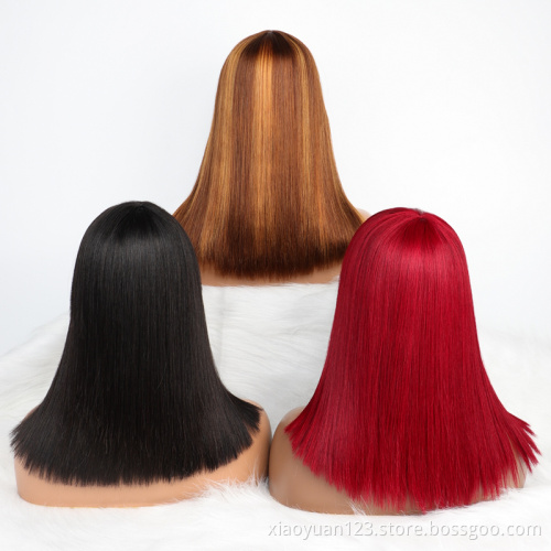 Mayqueen Factory Wholesale 12A Glueless Perruque Highlight Straight Bob Wig 100% Virgin Human Hair no Lace Wigs For Black Women